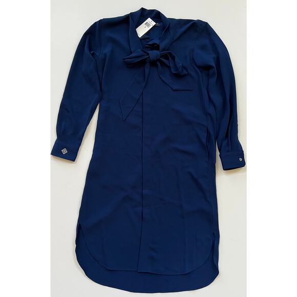 Polo Ralph Lauren Women's Tie Neck Long Sleeve Shirtdress Blue Size 8 $298 NWT - Picture 11 of 16